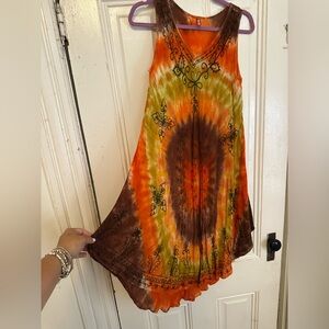 Tie-Dye one size boho hippie Sleeveless Dress